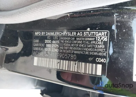 2007 Mercedes-Benz C 230 Sport из США, поврежденный, VIN WDBRF52H17F905780